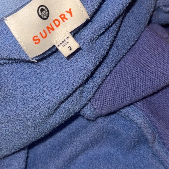 Revolve SUNDRY Arm 3 color Stripe sweatshirt crewneck Iris Red white size 2 - Picture 9 of 13